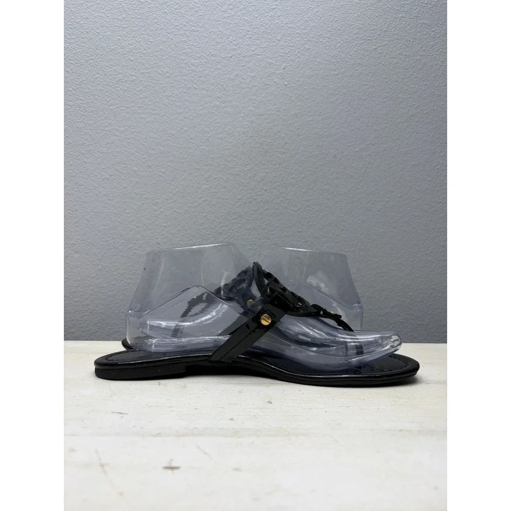 Tory Burch Miller Black Patent Leather Sandal Thong Size 8.5